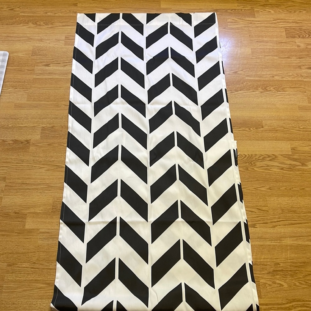 Four Panels. 28 in x 84 in Black and White Chevron Curtains.